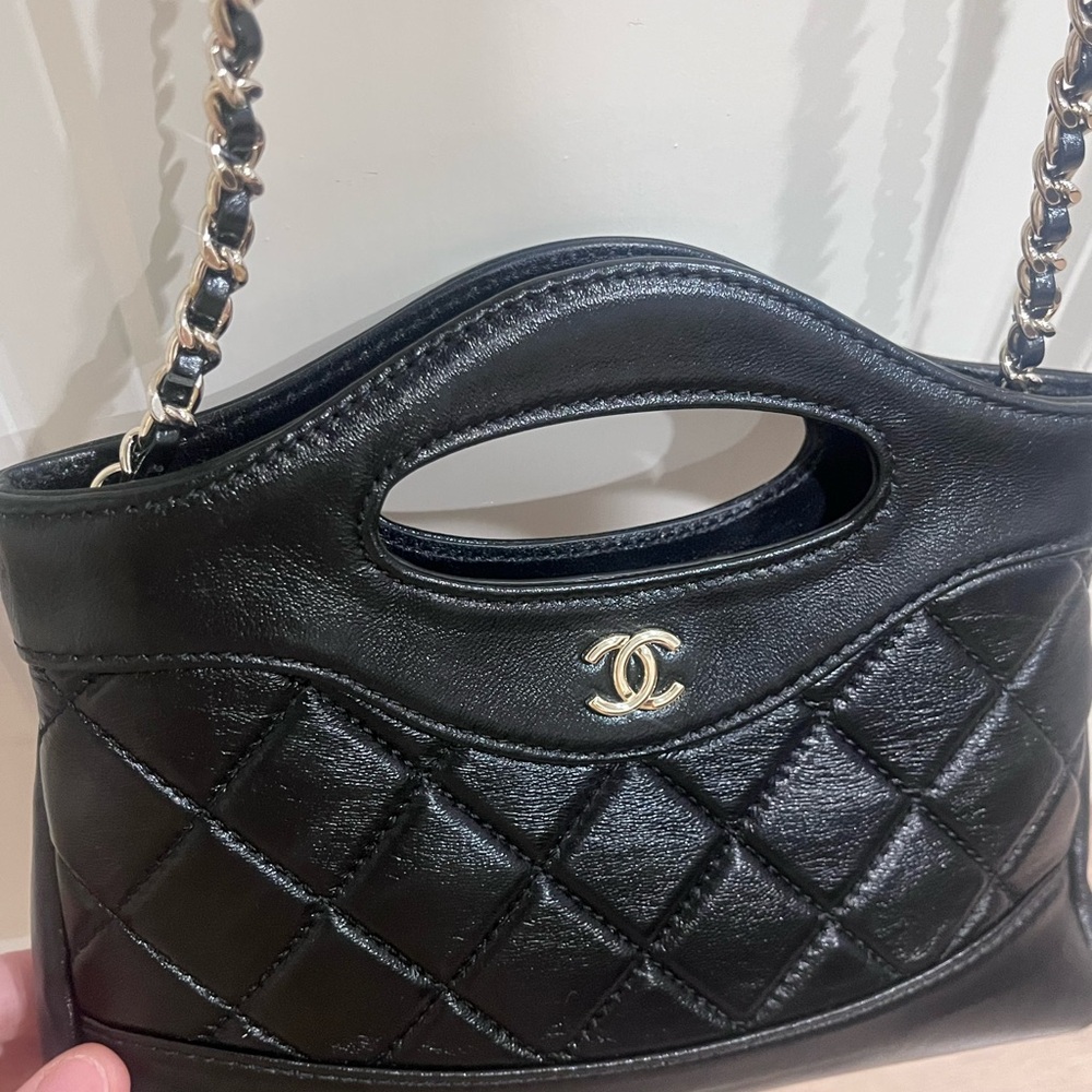 Chanel Black Quilted Shoulder Bag with Gold Accents